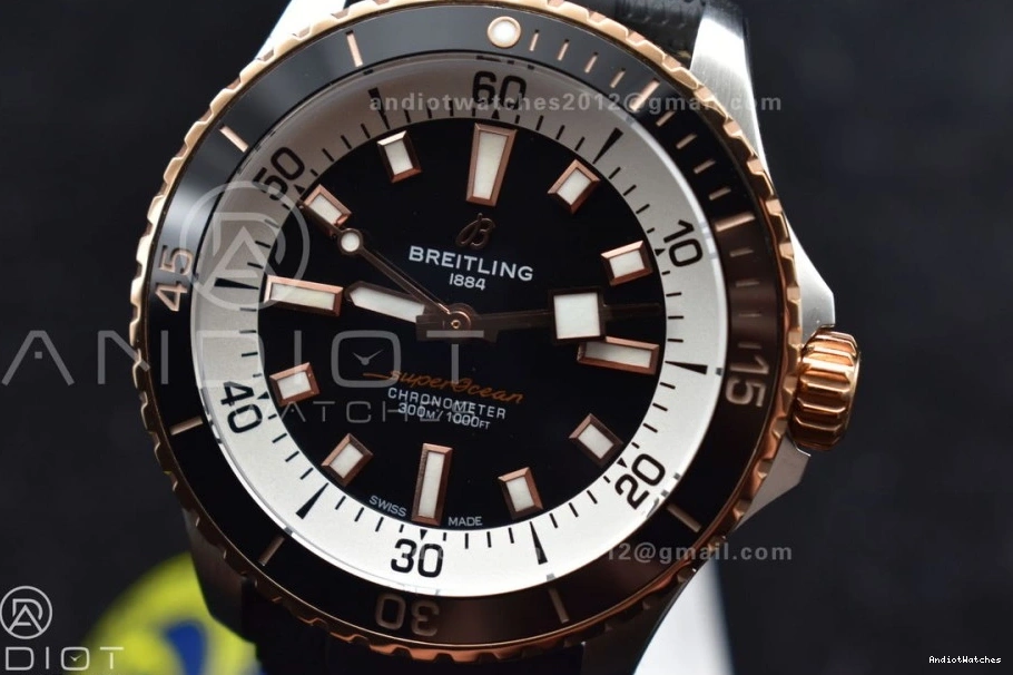 A SuperOcean Rubber Automatic BLSF Best 1:1 1165 Edition Black Comfortable RG Black on SS Strap 42 Dial 1005